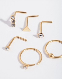 Lovisa - Gold Geometric Diamante Nose 6-Pack