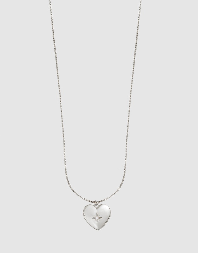 Wanderlust + Co - Heart Silver Locket Necklace