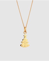 Elli Jewelry - Necklace Women Christmas Tree White Lab Grown Diamond Pendant 925 Sterling Silver Gold Plated