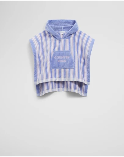 Country Road - Cotton Stripe Logo Poncho