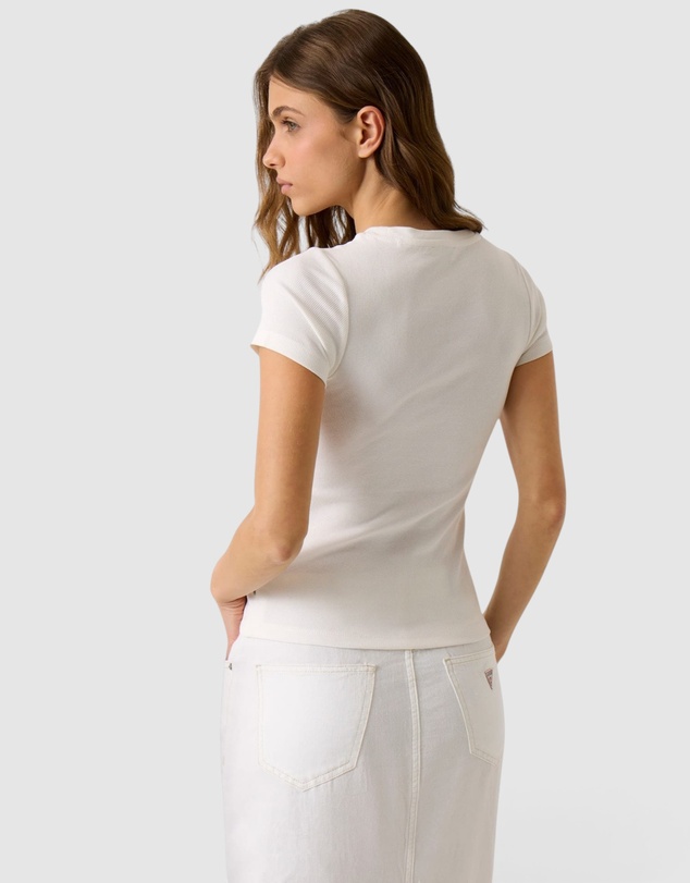 GUESS Jeans - GUESS JEANS Short Sleeve Ribbed Embroidered Tee