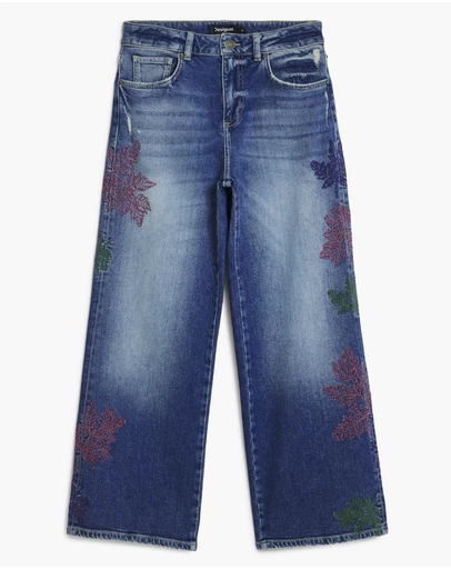 Desigual - Embroidered culotte jeans