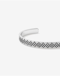 Michael Hill - Men's Link Pattern Textured Cuff Bangle in Sterling Silver
