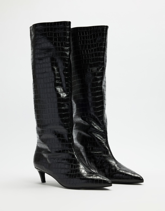 AERE - Nara Knee High Heeled Leather Boots
