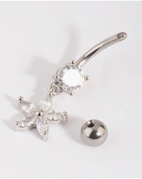 Lovisa - Surgical Steel Cubic Zirconia Flower Belly Bar