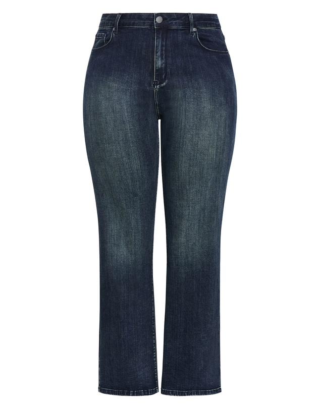 City Chic - Plus size Harley Fit Ivy Straight Leg Regular Jean - dark wash