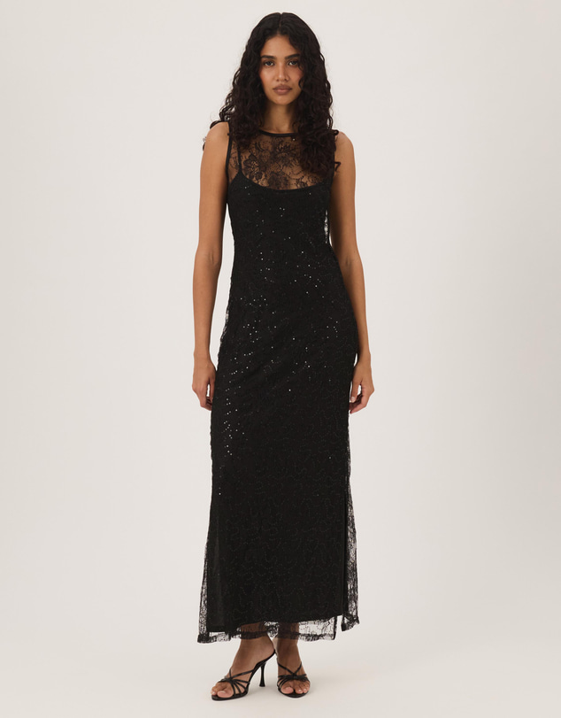 Atmos&Here - Dana Sequin Lace Maxi Dress With Satin Slip