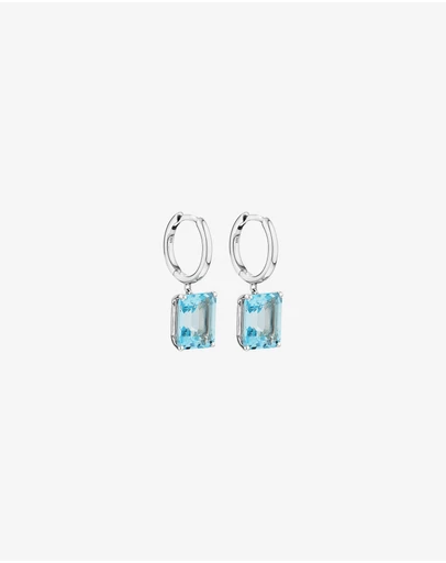 Michael Hill - Emerald Cut Sky Blue Topaz Drop Earrings in Sterling Silver