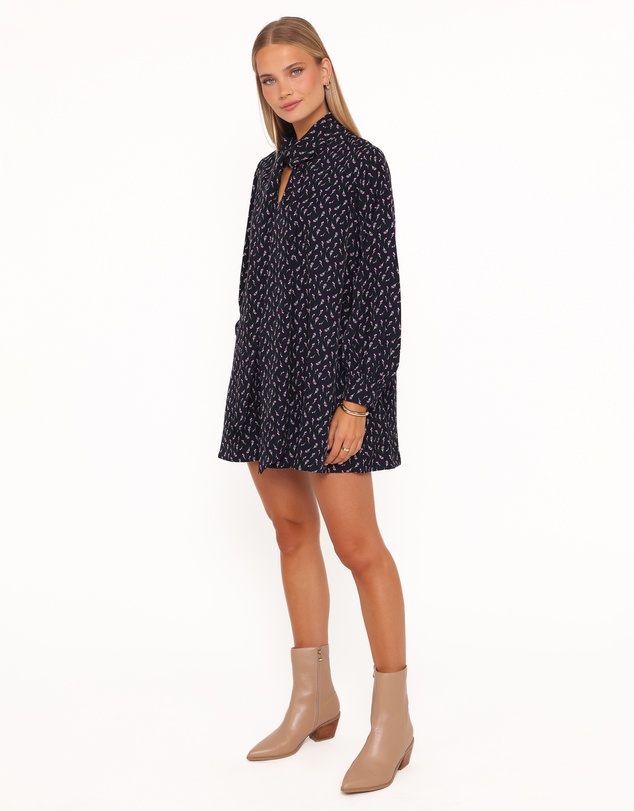 Petal & Pup - Baylie Long Sleeve Mini Dress - Navy Tulip Floral