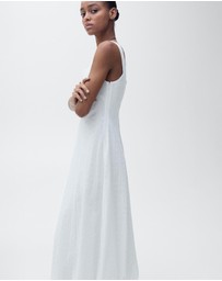 M.N.G - Pleats Embroidered Dress With Puffed Hem