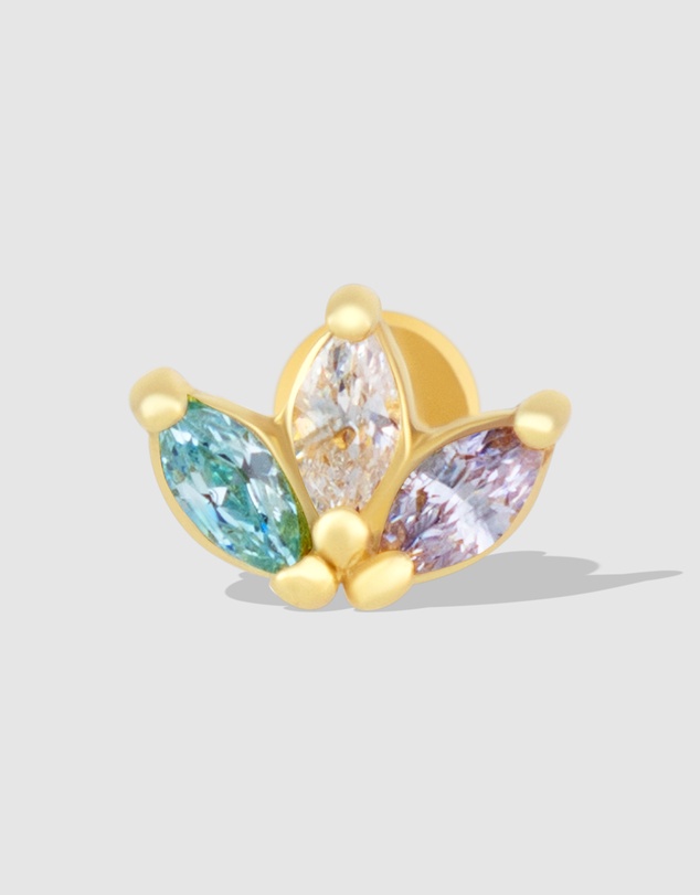 Wanderlust + Co - Trio Marquise Rainbow & Gold Flat Back Earring
