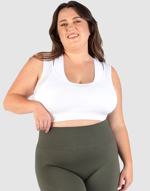 B Free Intimate Apparel - Double Racer Seamless Padded Sports Bra (B-C-D-DD-E-F-G-H) Cup