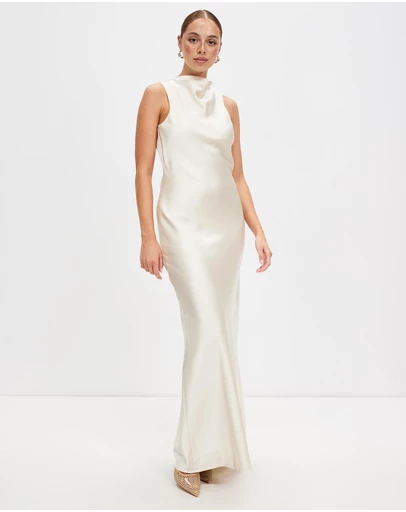 Third Form - Satin Bias Cowl Back Maxi Dress