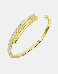 Swarovski - Dextera bangle, Magnetic closure, White, Gold-tone plated
