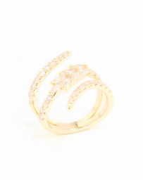 Lovisa - Gold Plated Cubic Zirconia Open Wrap Ring
