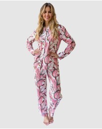 Sant And Abel - Women's Martinique® Pink Banana Leaf Long PJ Set