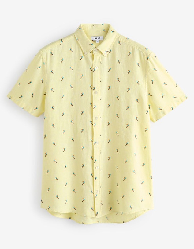 NEXT - Linen Blend Printed Short Sleeve Shirt
