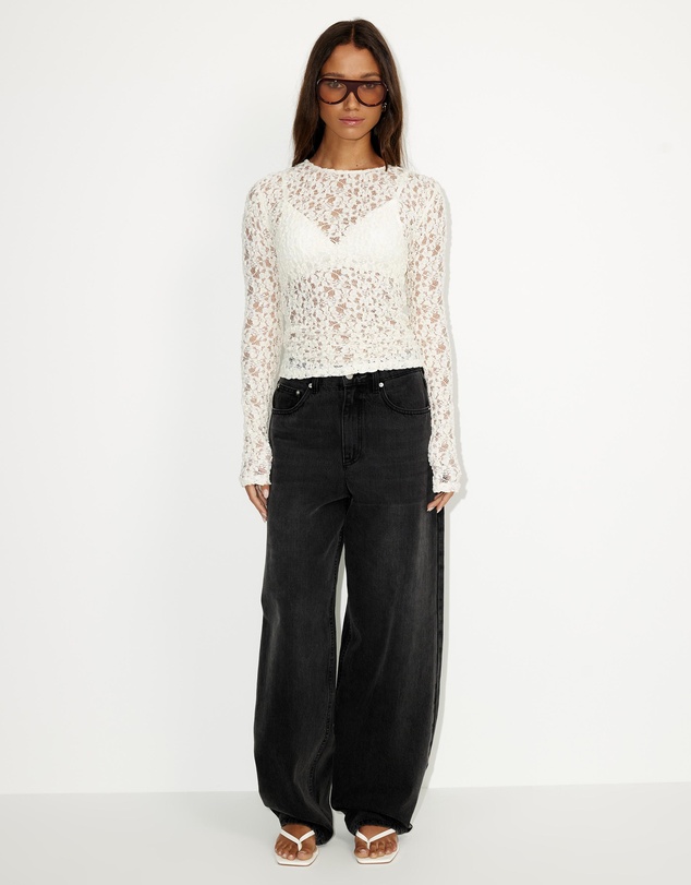 Dazie - Rosie Romance Sheer Lace Long Sleeve Top
