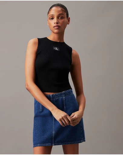 Calvin Klein Jeans - Ribbed Monogram Logo Sweater Tank Top