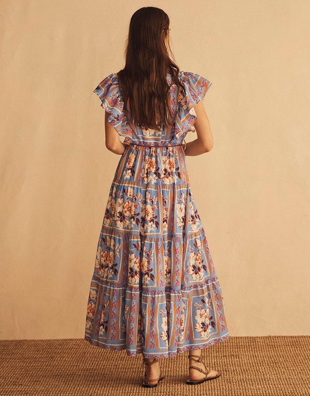 AUR OCEA - Piastrelle Ruffle Sleeve Maxi Dress
