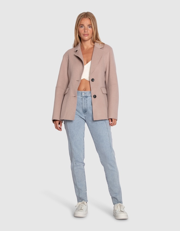Belle & Bloom - Stuck On You Wool Blend Cinched Waist Blazer