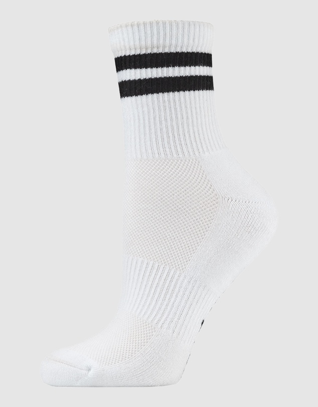 Pussyfoot - 6 Pack Unisex Striped Sport Quarter Crew Socks Bamboo Blend & Arch Support