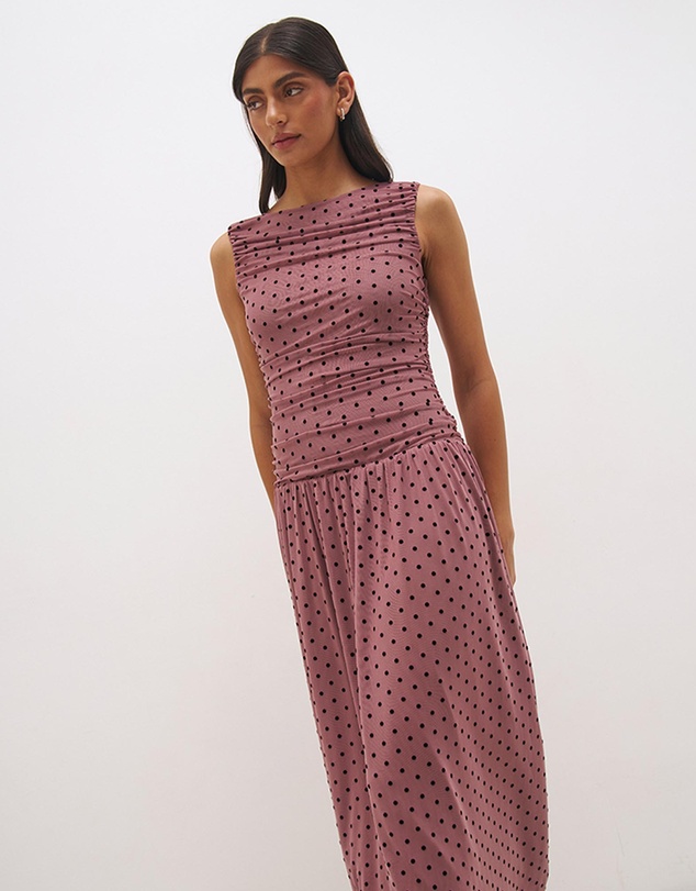 MON RENN - Sonata Spot Gathered Dress