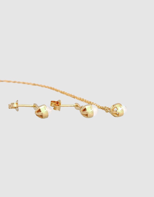 Elli Jewelry - Moonstone Teardrop Jewellery Set in Gold-Plated 925 Silver