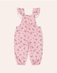 Huxbaby - Hearts and Bows Frill Overalls - Babies-Kids