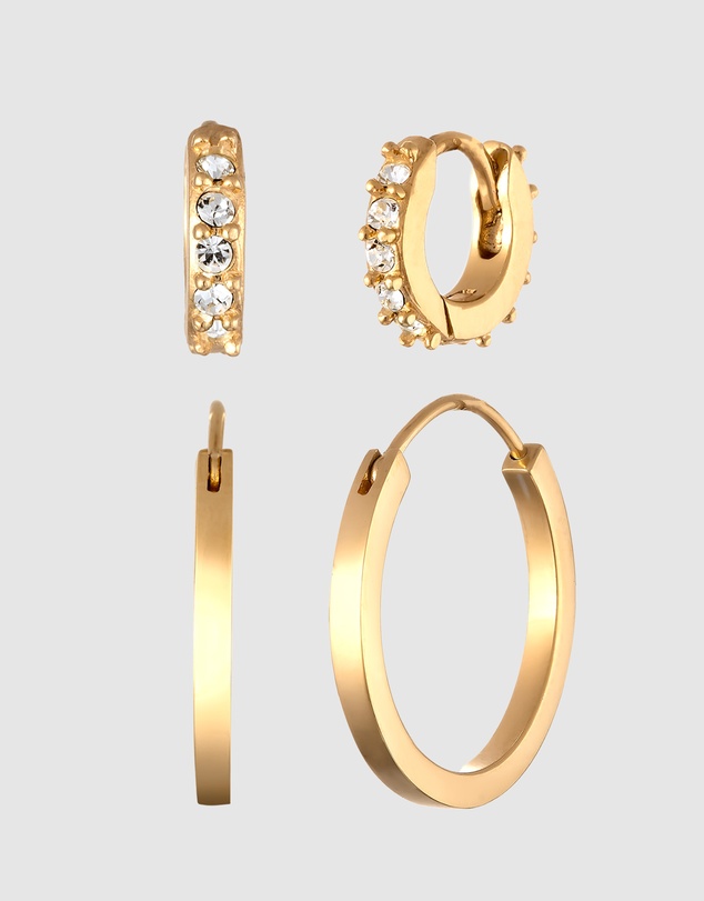 Elli Jewelry - Crystal Earring Set in Gold-Plated 925 Silver