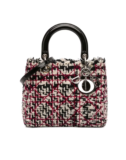 Dior - Pre-Loved Medium Tweed Cannage Fringe Lady Dior