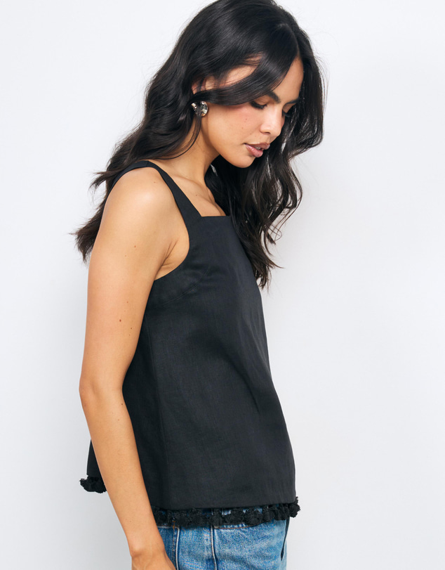 AERE - Lilia Linen Tassel Top