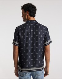 Calibre - Monogram Scarf Silk Shirt Navy