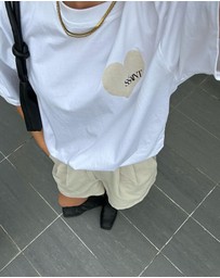 SSAINT - Heart Tee White & Cream