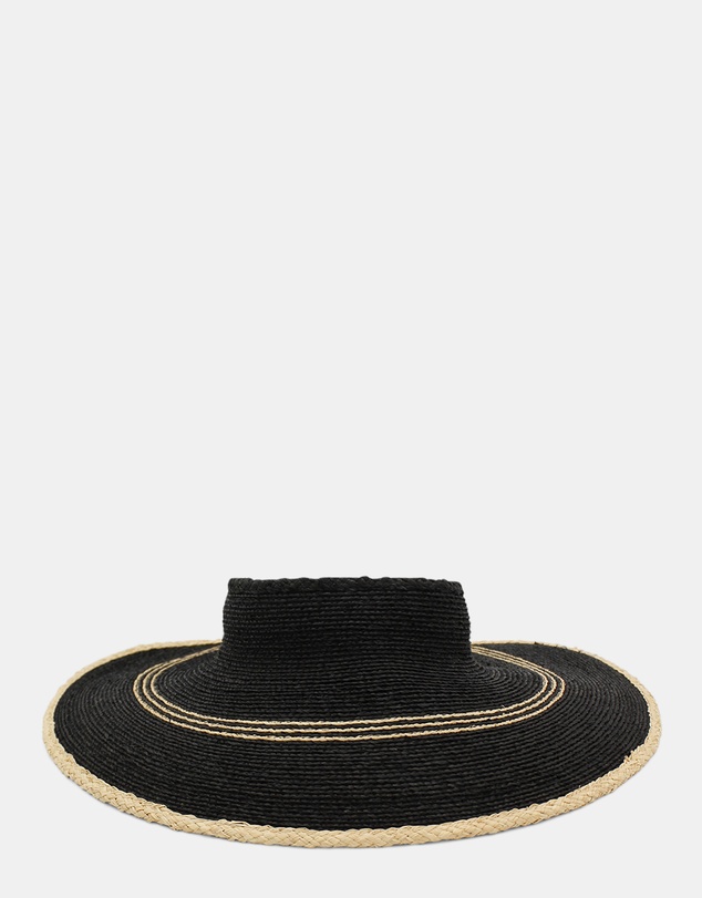 Morgan & Taylor - Eva Braided Raffia Visor in Black