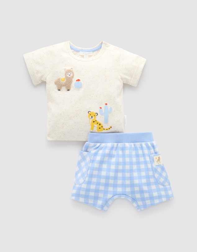 Purebaby - Gingham Short and Tee Set -Kids-Babies