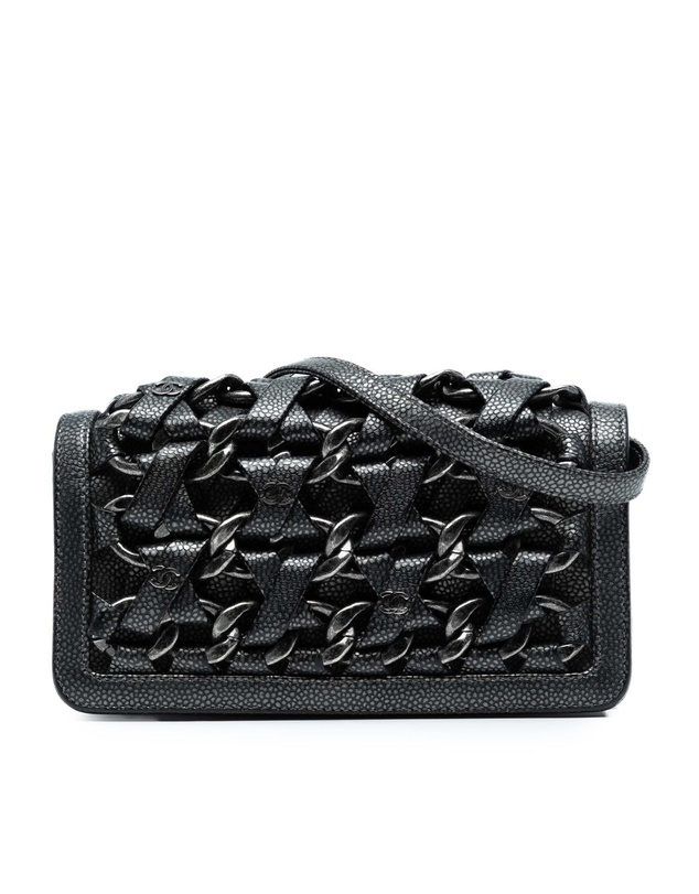 Pre-Loved by Azura Reborn - Pre-Loved CC Metallic Caviar Interlaced Chain Clutch on Strap