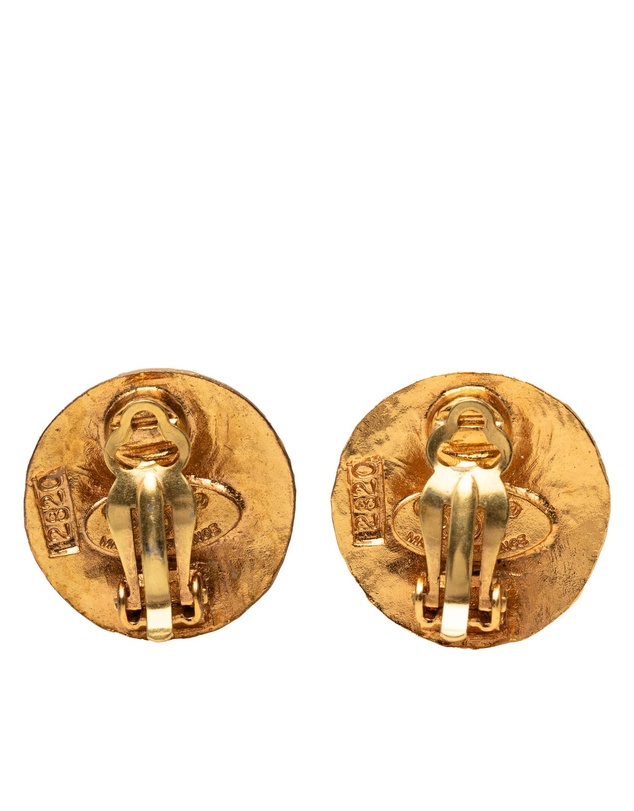 Pre-Loved by Azura Reborn - Pre-Loved Gold Plated CC Round Clip On Earrings