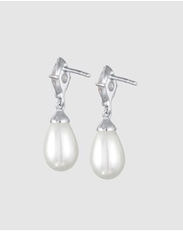 Elli Jewelry - Earrings Drop Elegant with Zirconia And Shell Core Pearls in 925 Sterling Silver
