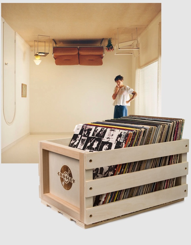 Sony Music - Crosley Record Storage Crate & Harry Styles Harry's House Vinyl Album Bundle