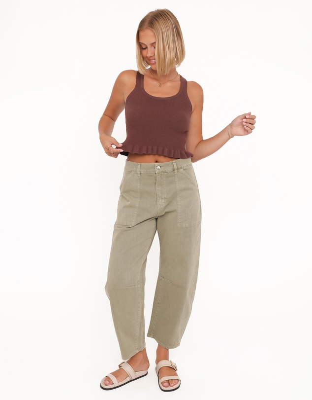 Petal & Pup - Berenice Ruffle Hem Knitted Top - Brown