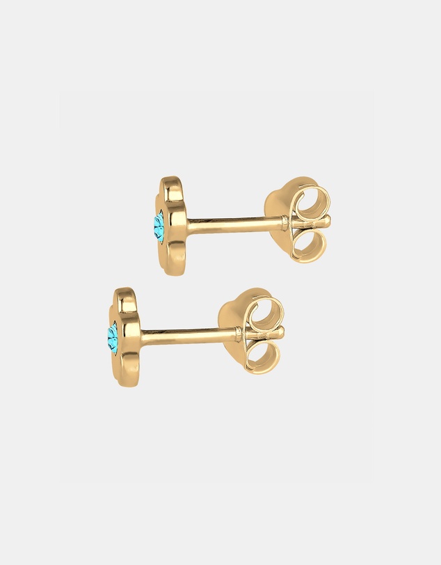 Elli Jewelry - Children's Blue Flower Crystal Stud Earrings in Gold-Plated 925 Silver
