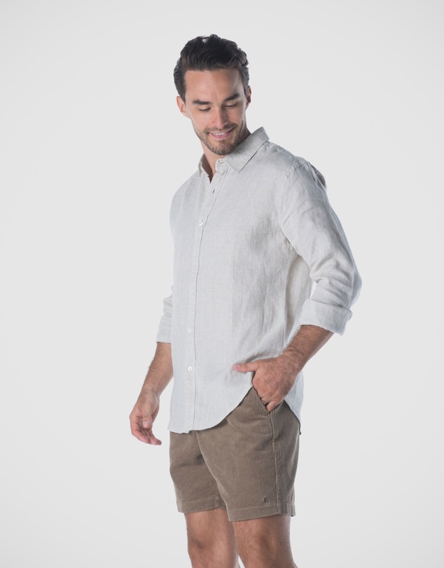 Coast Clothing - Long Sleeve Linen Shirt in Natural Sand