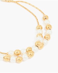 Lovisa - Waterproof Gold Plated Stainless Steel Pearl & Ball Layered Bracelet