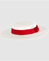 Max Alexander - White and Red Boater Hat