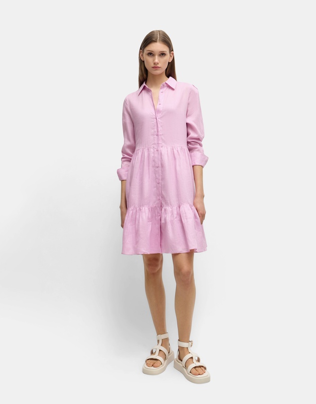 BOSS - Tiered Shirt Dress In Ramie
