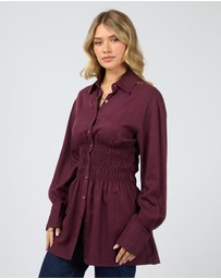 All About Eve - Aae Ruched Shirt Burgundy