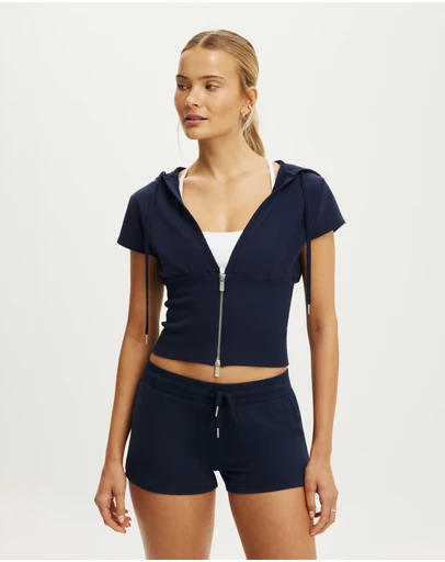 Cotton On Body Active - Sculpt Fleece Cap Sleeve Zip Through Top