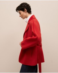 Trenery - Double Faced Wool Short Wrap Coat in Fire Red