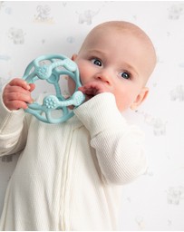 Living Textiles - Organic Port-a-Cot Fitted Sheet - Elephant Playtime